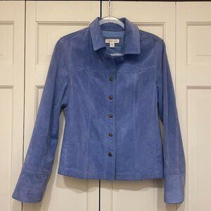 Blue Leather Suede Jacket